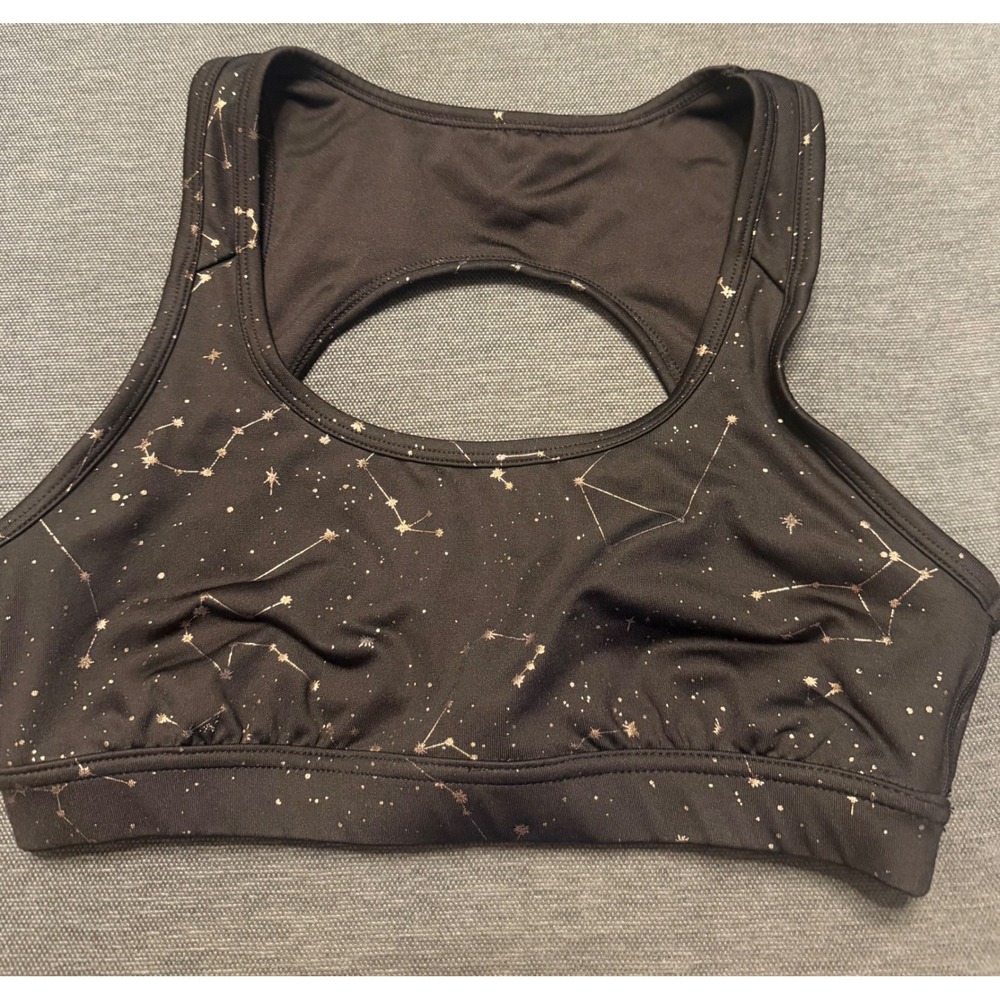 Black Gold Constellation Celestial Keyhole Racerback Sport Bra Womens Activewear